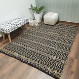 Cotton & Jute Handwoven Diamond And Linear Pattern Carpet