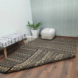 Cotton & Jute Handwoven Diamond And Linear Pattern Carpet