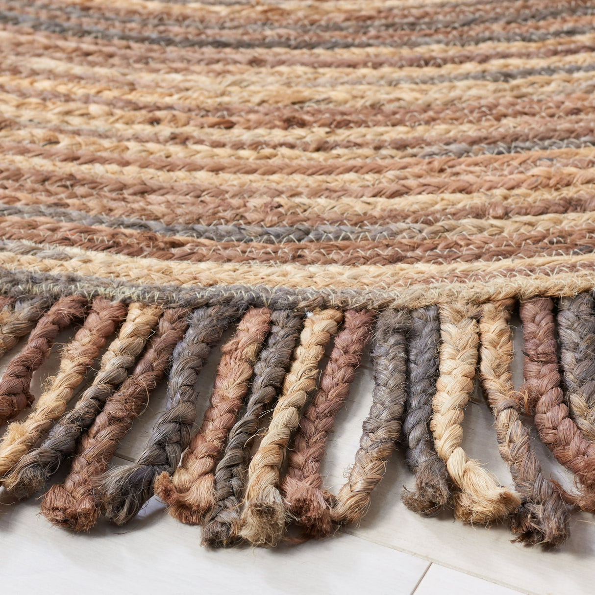 Braided Abby Solid Fringed Area Rug