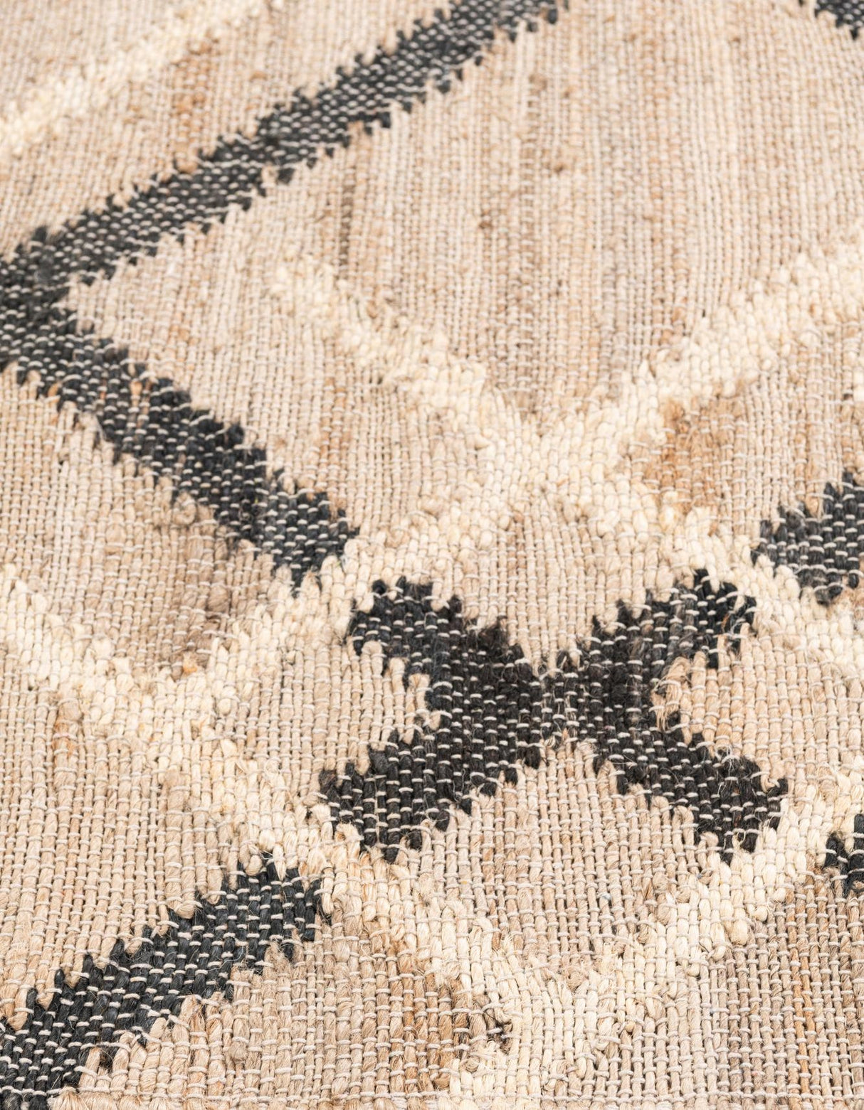 Black & Beige Hand Braided Jute Rug