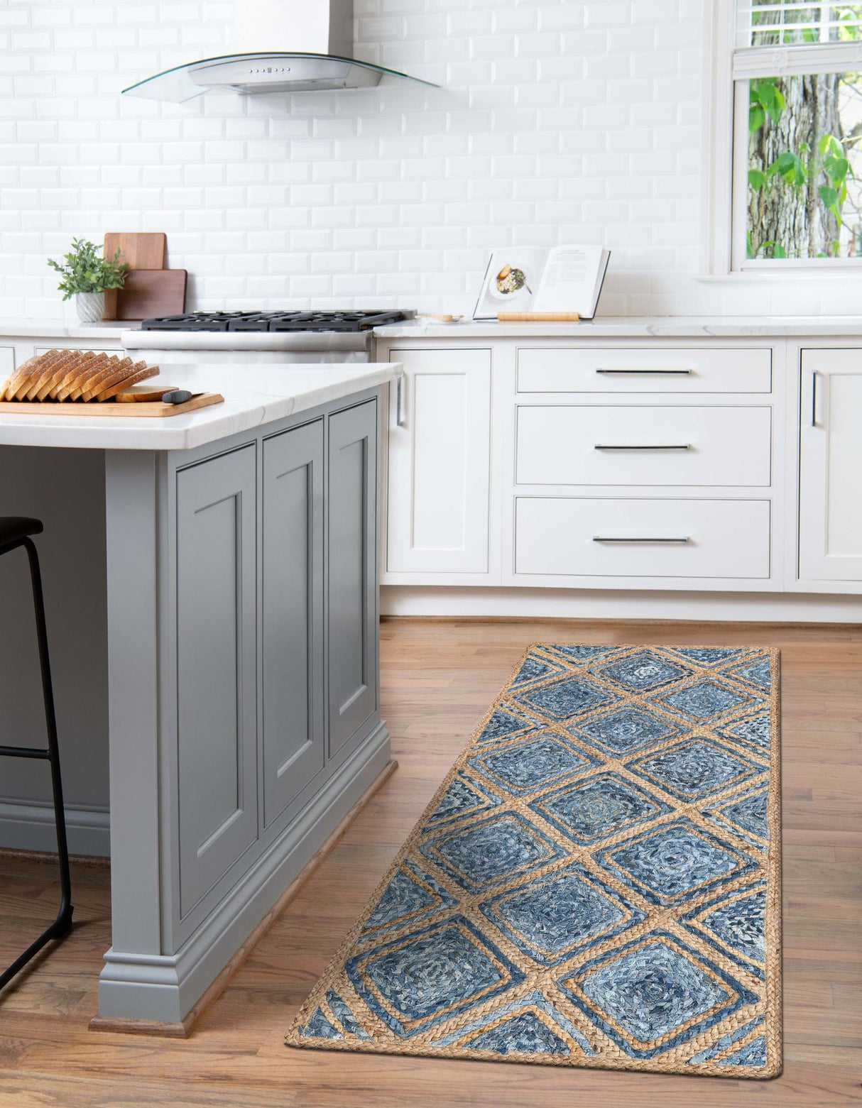 Hand Braided Jute Rug, Denim Braided Rug