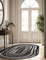 Black and White Hand Braided Chindi Rug