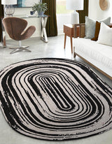 Black and White Hand Braided Chindi Rug