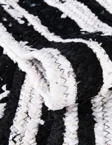 Black and White Hand Braided Chindi Rug