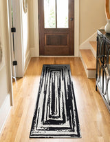 Black and White Hand Braided Chindi Rug