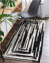 Black and White Hand Braided Chindi Rug