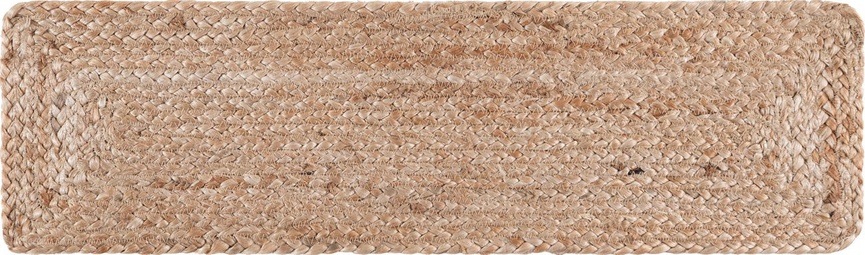 0' 9 x 2' 6 Hand Woven Braided Jute Stair Tread Rug