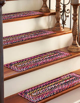 0' 9 x 2' 6 Hand Braided Chindi Stair Rug,Indoor-outdoor stair Tread Rugs