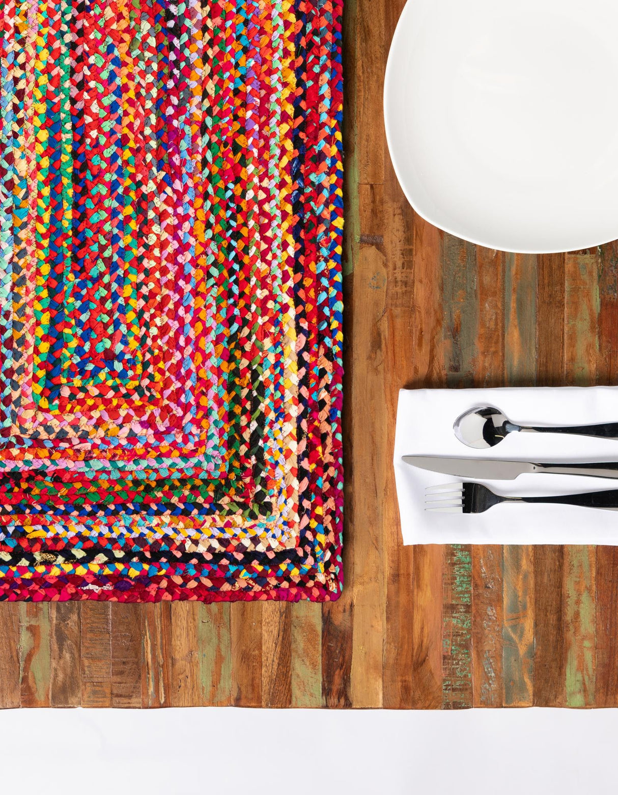 Braided Chindi Table Runner Rug