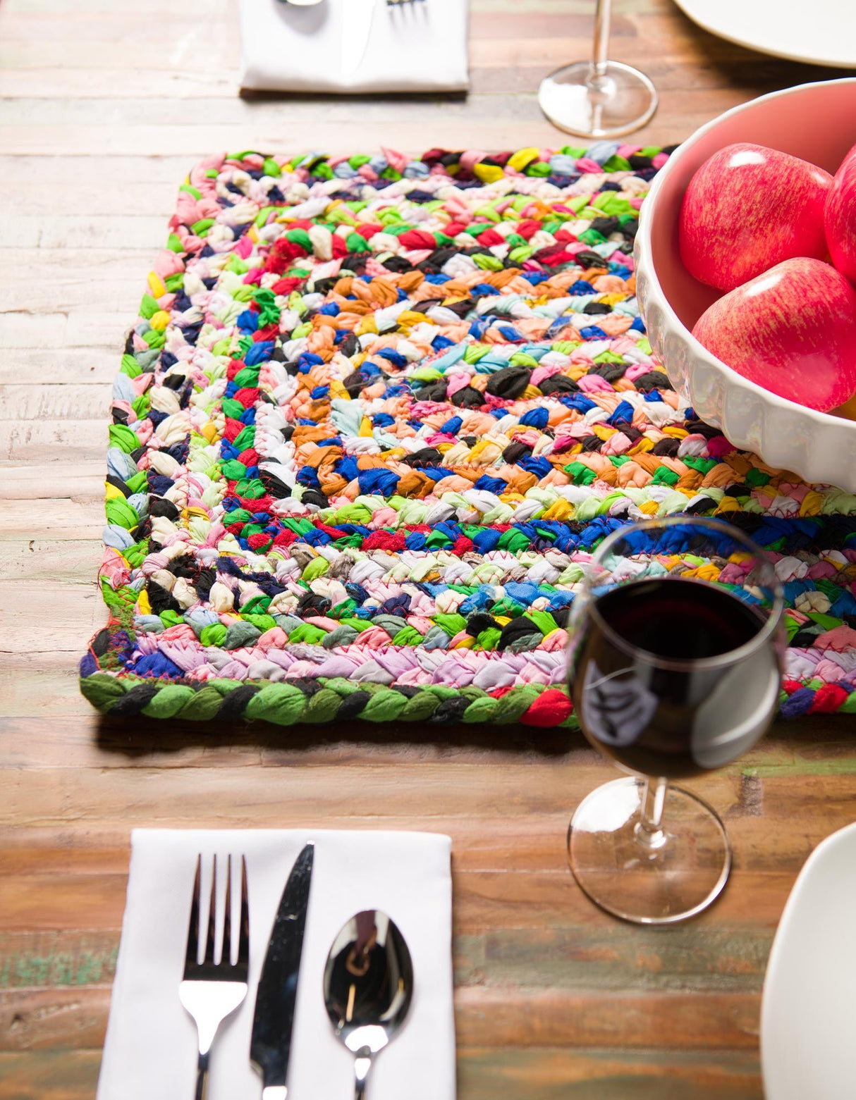 Braided Chindi Table Runner Rug