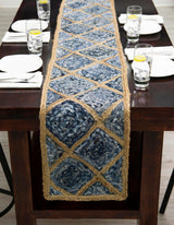 Handwoven denim cotton and jute hearth rug,Hand Braided Jute Table Runner Rug