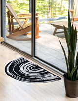 Hand Braided Chindi Black & White Hearth Rug