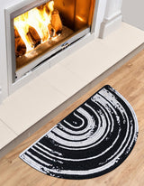 Hand Braided Chindi Black & White Hearth Rug