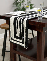 Hand Braided Chindi Black & White Table Runner Rug