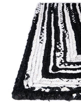 Hand Braided Chindi Black & White Table Runner Rug