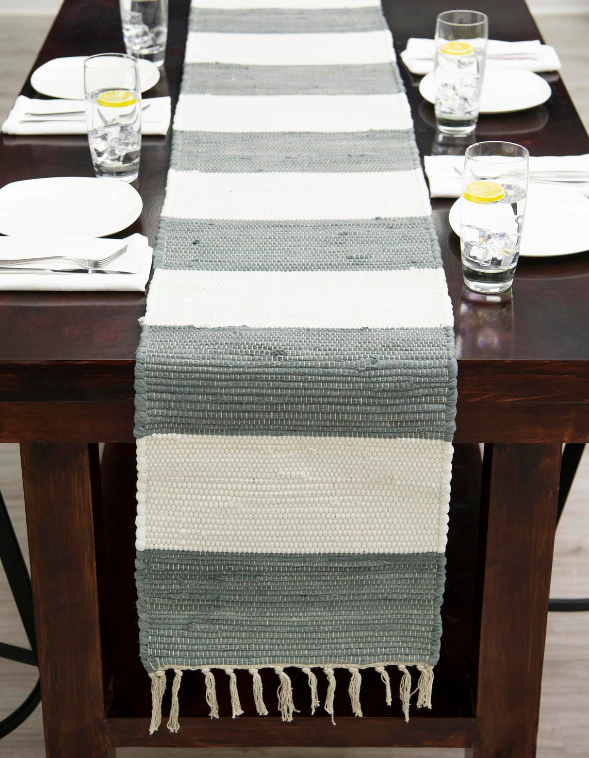 Hand Woven Chindi Rag Table Runner Rug