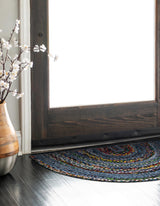 Hand Braided Chindi Hearth Rug,Natural fiber denim and Cotton rug