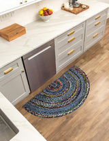 Hand Braided Chindi Hearth Rug,Natural fiber denim and Cotton rug