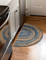 Hand Braided Chindi Hearth Rug,Natural fiber denim and Cotton rug