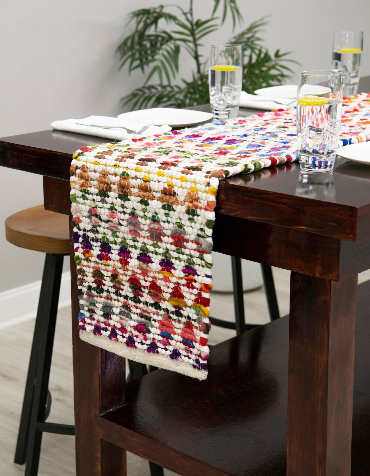 Hand Woven Braided Chindi Multicolor Table Runner Rug, Cotton placemats