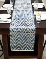 Hand Woven Chindi Chevron Table Runner Rug