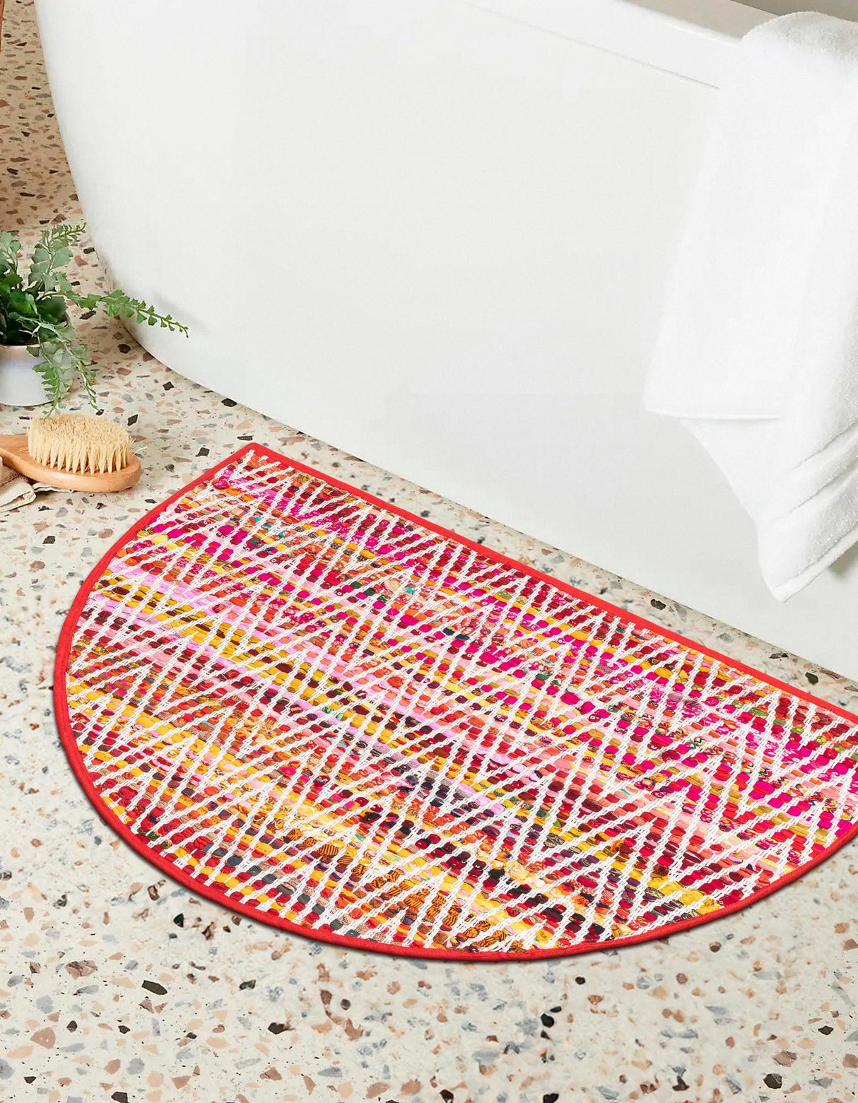 Hand Woven Chindi Chevron Hearth Rug