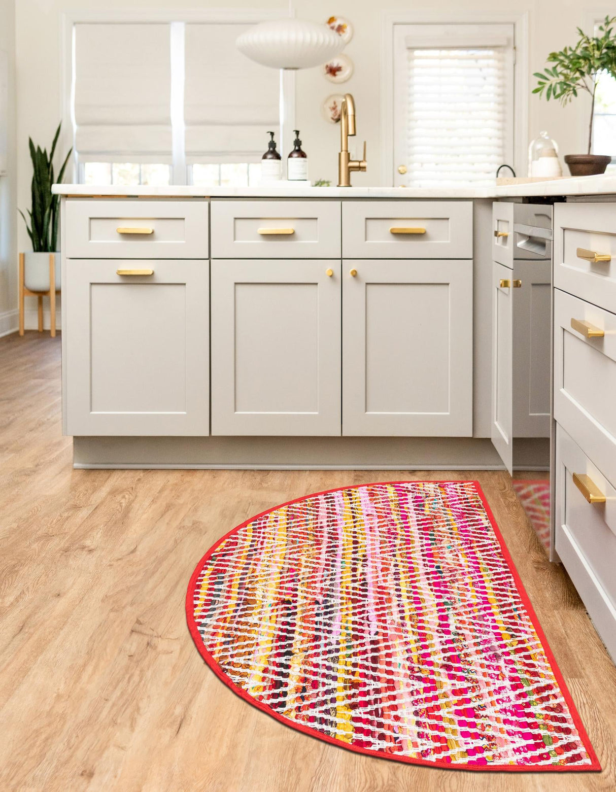 Hand Woven Chindi Chevron Hearth Rug