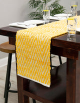 Hand Woven Chindi Chevron Table Runner Rug