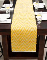 Hand Woven Chindi Chevron Table Runner Rug