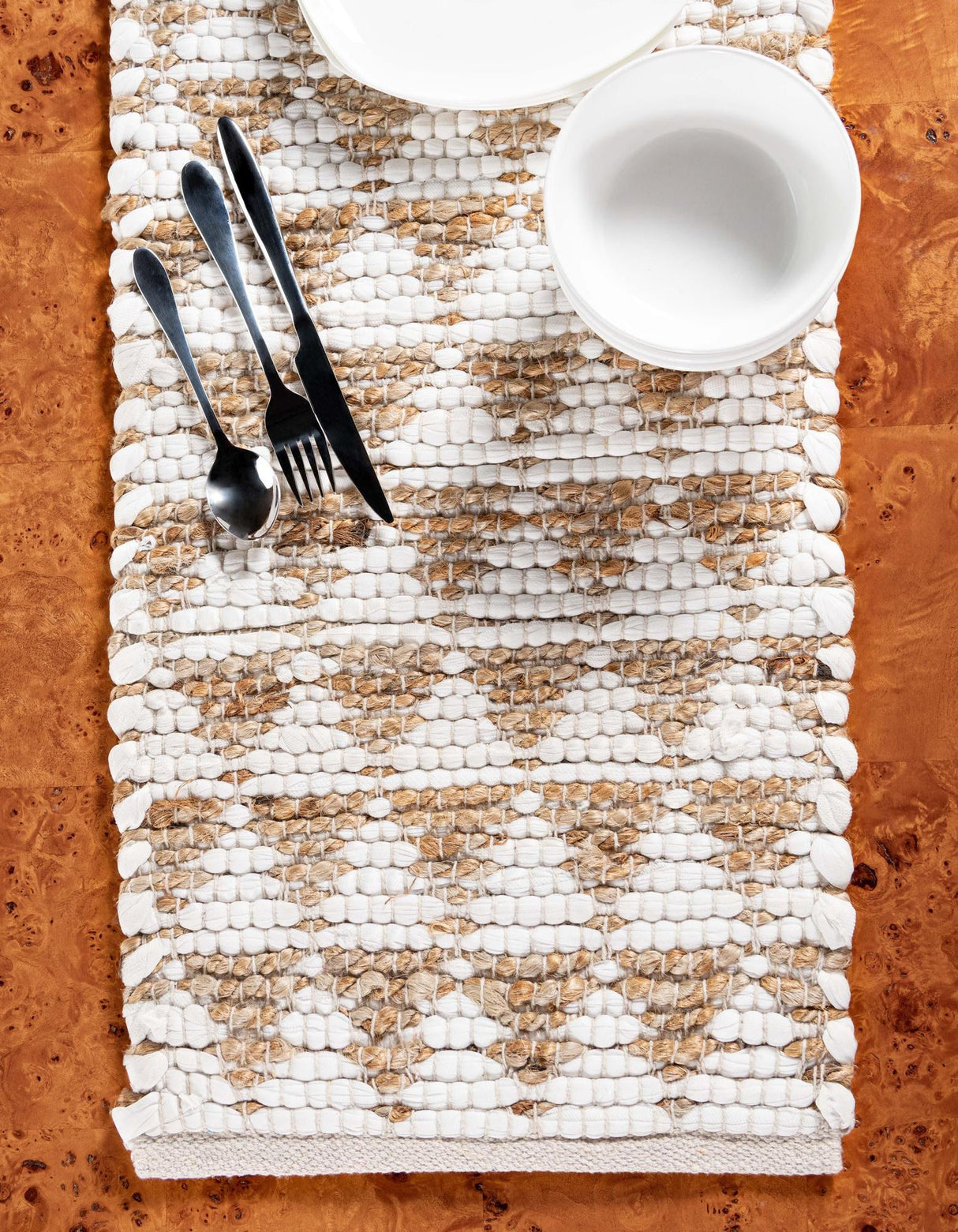 Natural fiber hearth rug,Hand Woven Chindi Jute Table Runner Rug