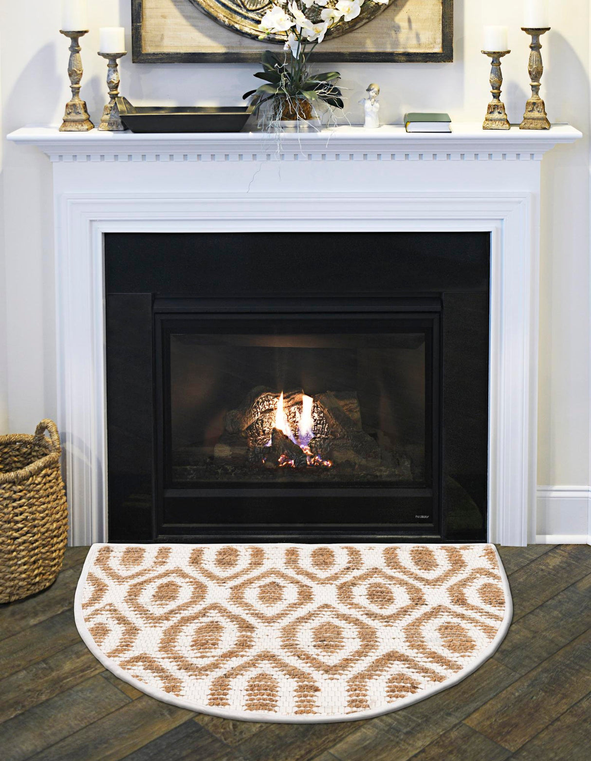 Hand Woven Chindi Jute Hearth Rug for Living Room