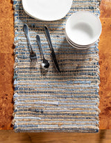 Jute and cotton hearth rug, Hand Woven Chindi Jute Table Runner Rug