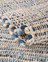 Jute and cotton hearth rug, Hand Woven Chindi Jute Table Runner Rug