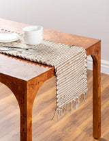 Jute and cotton hearth rug, Hand Woven Chindi Jute Table Runner Rug