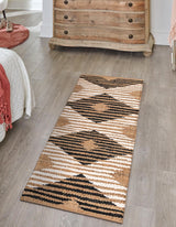 Natural Black Hand Woven Chindi Jute Rug