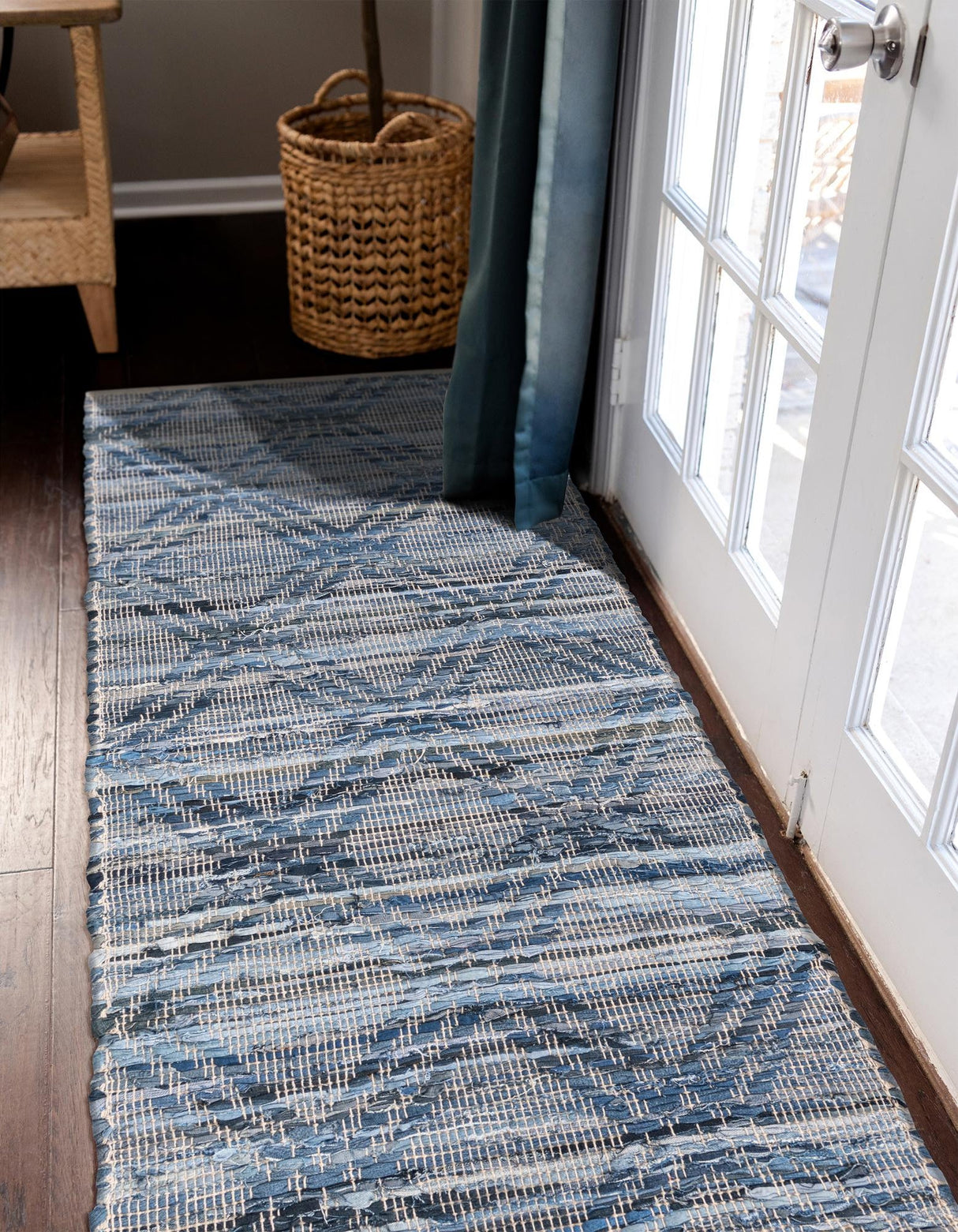 Eco-Friendly Denim Cotton Rugs, Hand Woven Chindi Cotton Rug