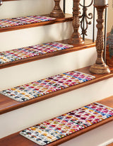 0' 9 x 2' 6 Hand Braided Multicolor Chindi Stair Thread Rug