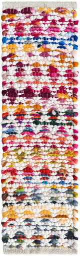 0' 9 x 2' 6 Hand Braided Multicolor Chindi Stair Thread Rug