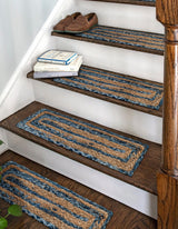 0' 9 x 2' 6 Hand Braided Chindi Stair Rug