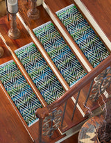 0' 9 x 2' 6 Hand Woven Chindi Chevron Stair Tread Rug