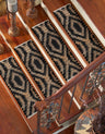 0' 9 x 2' 6 Hand Woven Chindi Jute Stair Tread Rug, Jute and cotton hearth rug