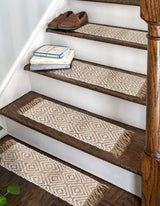 0' 9 x 2' 6 Hand Woven Braided Jute Stair Rug, Woven Jute Stair Tread Rug