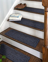 0' 9 x 2' 6 Hand Woven Braided Jute Stair Tread Rug