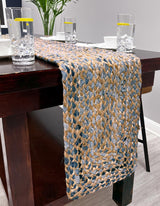 Hand Braided Chindi Blue Table Runner Rug