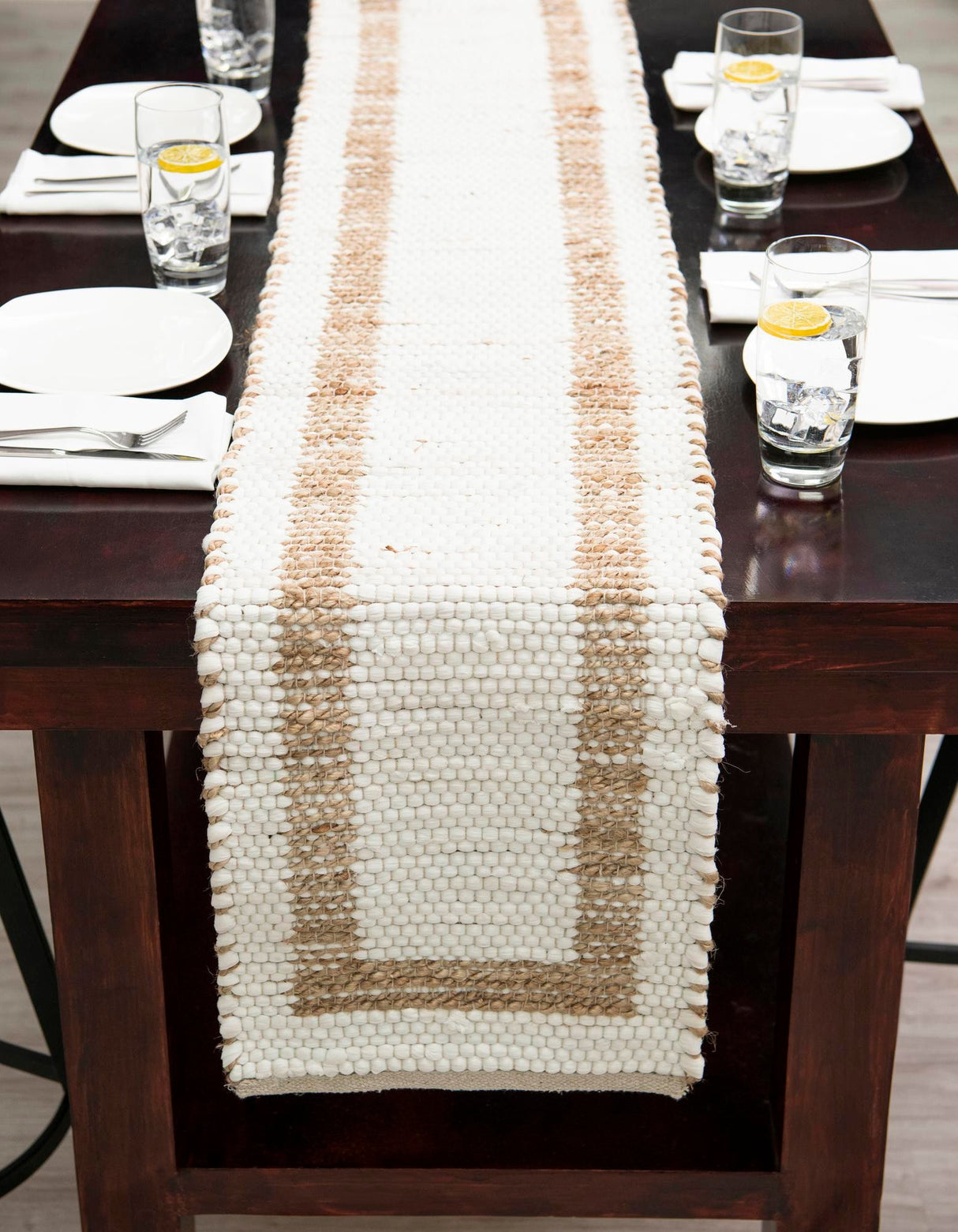 Hand Woven Chindi Jute Table Runner Rug