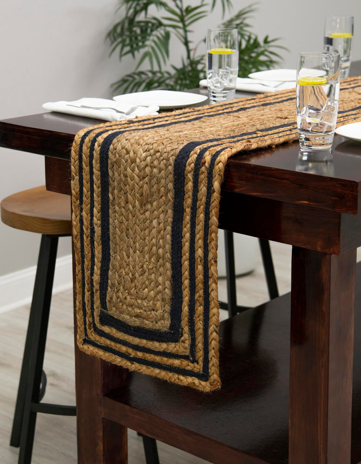 Handcrafted Indian Jute Rug , Hand Braided Jute Table Runner Rug