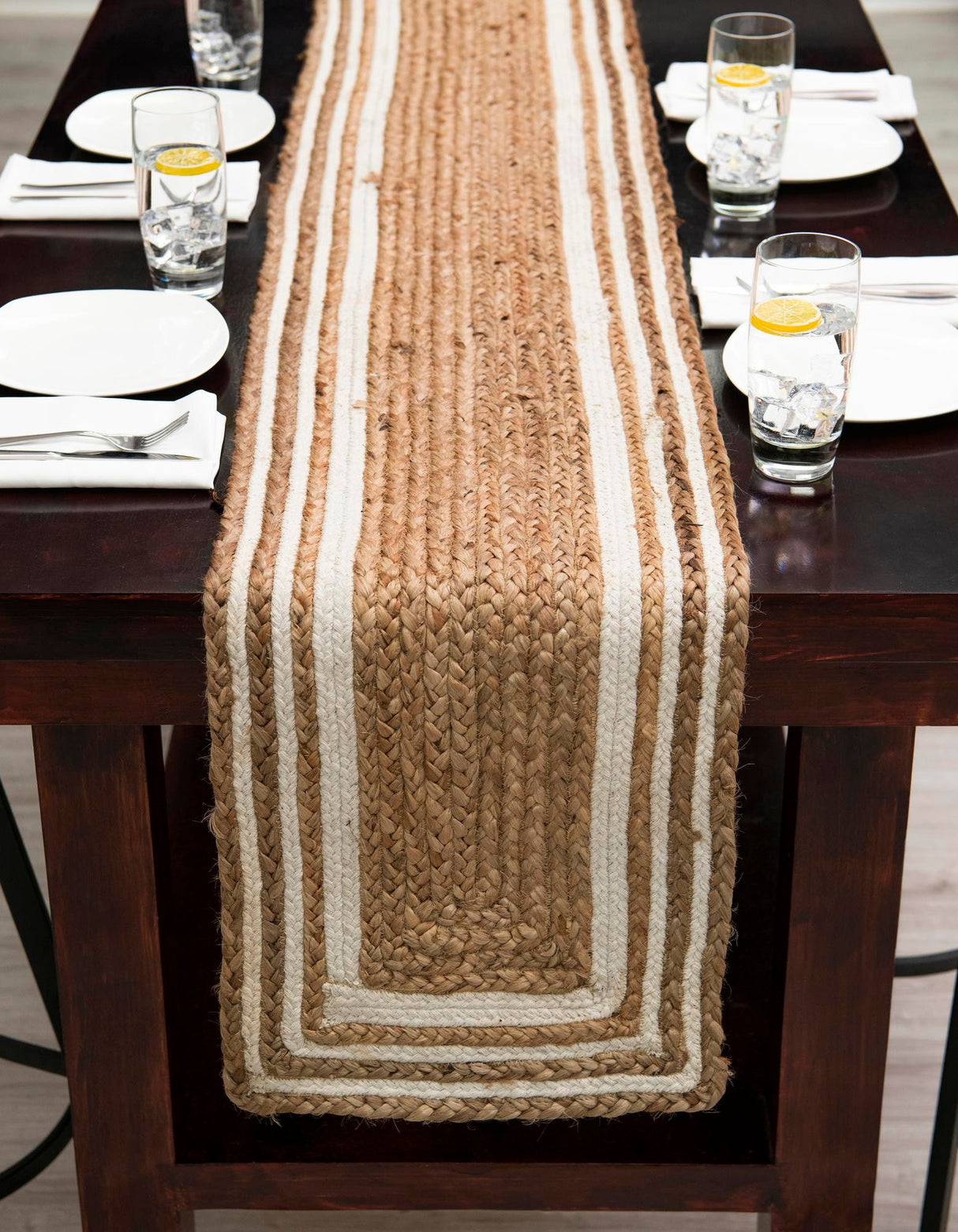 Handcrafted Indian Jute Rug , Hand Braided Jute Table Runner Rug