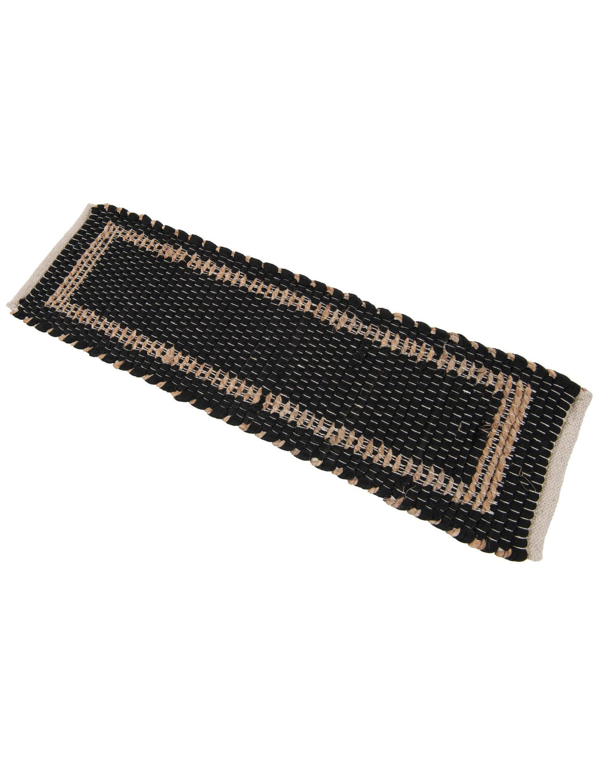 0' 9 x 2' 6 Hand Woven Chindi Jute Stair Tread Rug, Jute Hearth Rug