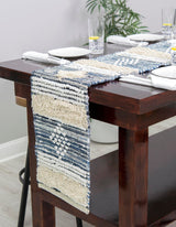 Hand Woven Cotton Chindi Ivory Table Runner Rug, Woven jute hearth rug