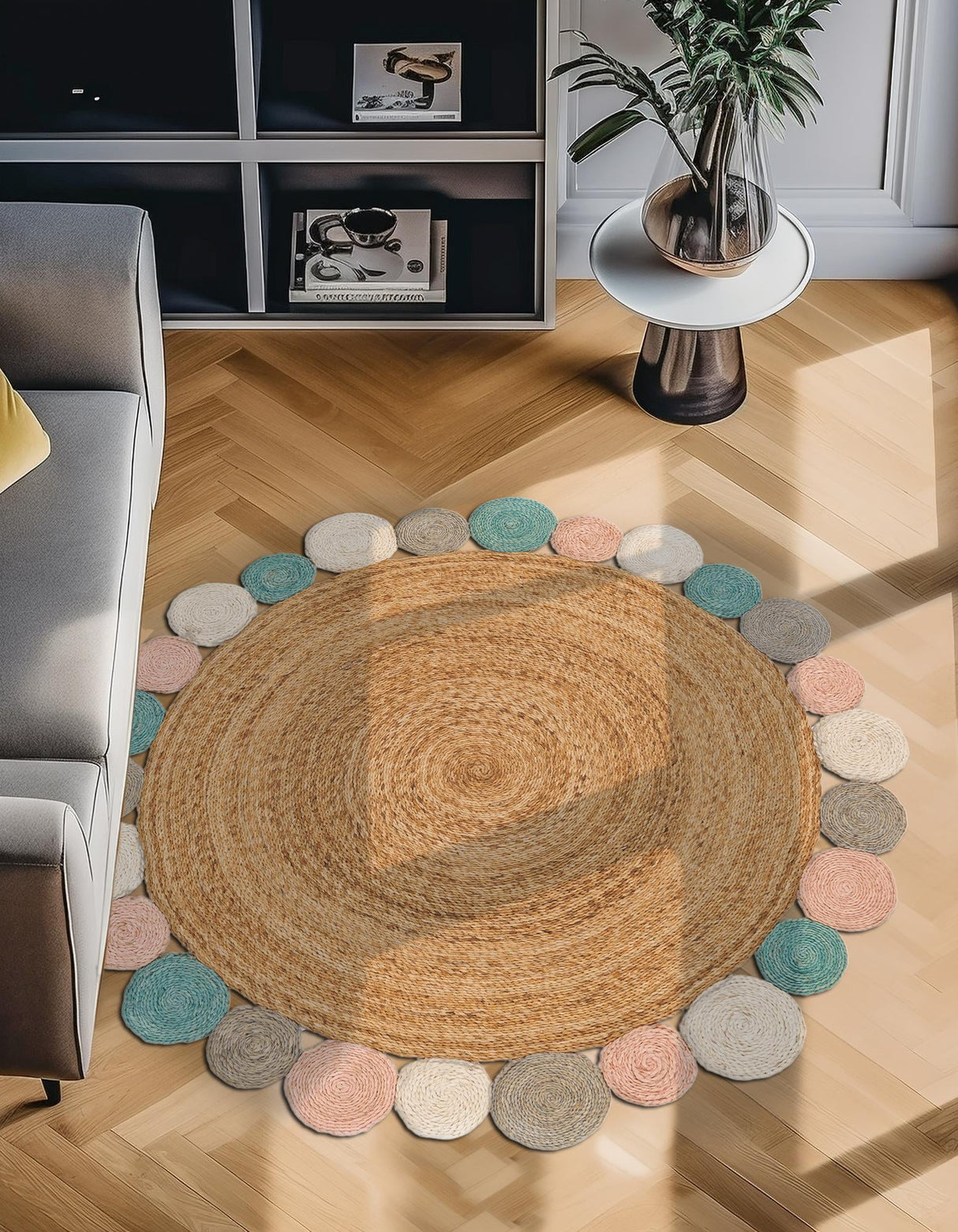 Elegant & Eco-Friendly Round Jute Rug – Natural Style for Any Space